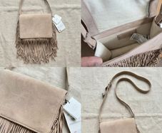 BNWT Zara Split Suede Fringed Crossbody Bag