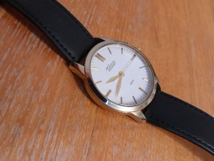 Telstar Watch, Quartz Movement, gold finish steel case, Stainless Steel Back. WR50