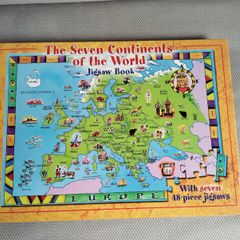 Seven continents of the world educational jigsaw book