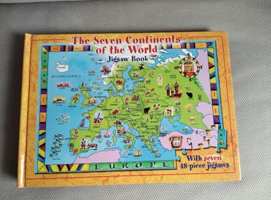 Seven continents of the world educational jigsaw book