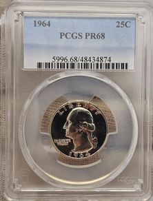 USA United States 1964 Silver Proof Washington Quarter PCGS PR68