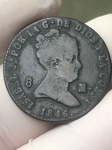 Spain 8 Maravedis 1846 Queen Isabella II