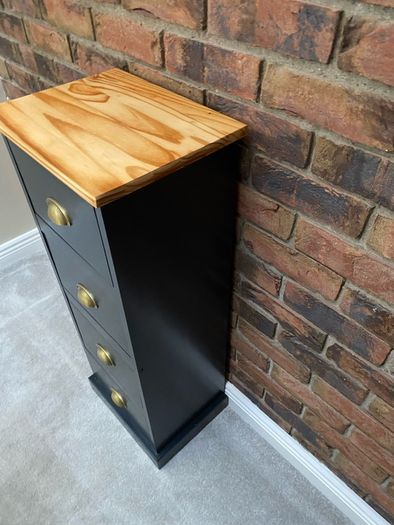 Tall Narrow 4 Drawer Chest of Drawers / Storage Unit Refinished