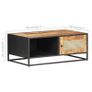 Coffee Table 90x50x35 cm Rough Mango Wood and Natural Cane Image 7