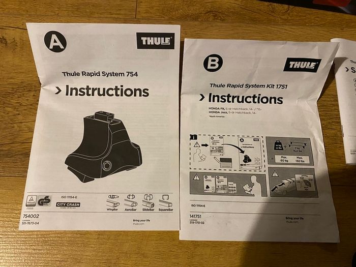 Premium Thule SquareBar Evo  Roof Rack Set - Rapid System 754 | Kit 1751 | Full Box