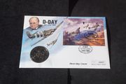 1994 D-Day 50th Anniversary, Guernsey 2 Pound Coin and Stamp First Day Cover, ( Mercury PNC )