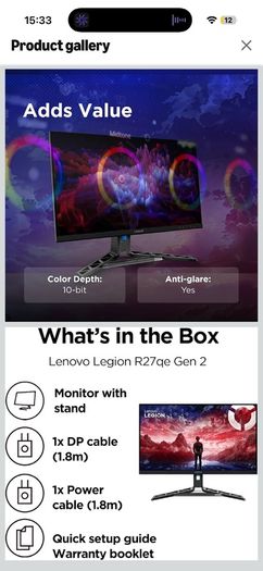 Lenovo Legion R27QE Gaming Monitor 27" QHD IPS 200Hz 0.5ms MPRT