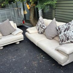 cream leather suite