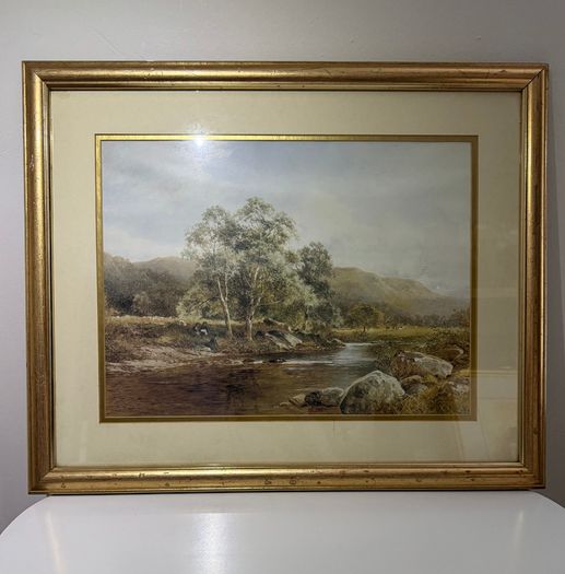 Large Framed Vintage John Bates Noel Print "On the Lledr, North Wales"