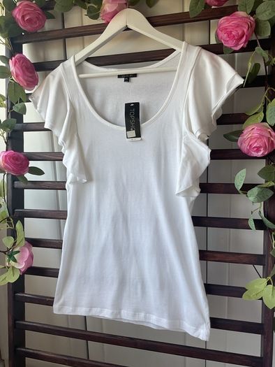 top Bnwt topshop 100% cotton frilled detail top/ tshirt
