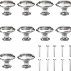 10 Packs Drawer Knobs, Cabinet Door Knobs Wardrobe Knobs Handle Cupboard Door Knobs with Screw for Drawer Cabinet Cupboard Wardrobe- Alloy & Stainless Steel