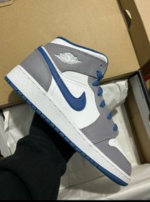 Nike Jordan 1 mid grey blue shoes