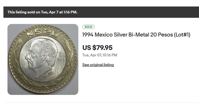 Mexico Silver 20 New Pesos 1994 BUNC Bimetallic vintage collector coin
