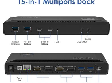 WAVLINK USB-C Dual 4K Universal Docking station with 100w USB power Delivery