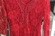 Ladies Red lace top. Size 10