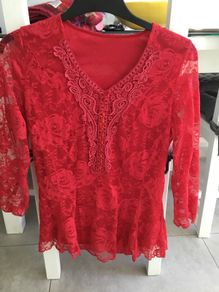 Ladies Red lace top. Size 10