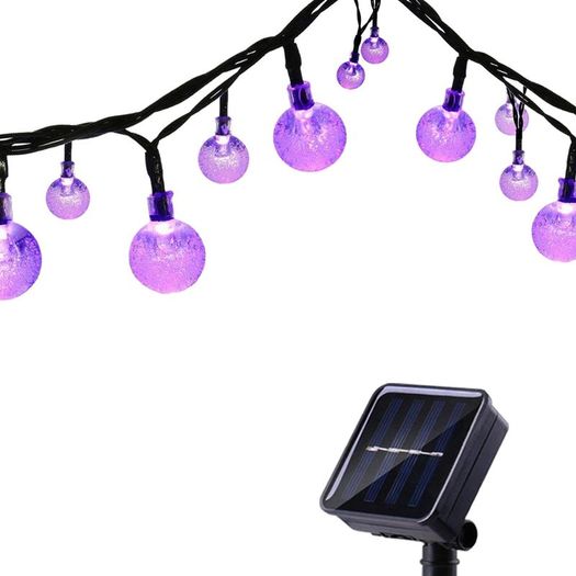 Solar Garden Lights, Outdoor Fairy Lights with Ball, Waterproof 6m 30 LED 8 Twinkling Modes, Decorative Lighting String Lights for Home, Gazebo, Patio, Lawn, Wedding Ornament (Purple)