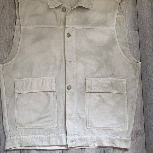 Zara Mens Ecru Denim Utility Gilet Off White or Cream Size XL