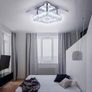 Mini Crystal Chandelier Mount Ceiling Light in Chrome Finish - Pendant Lighting for Living Room, Kitchen, Office, Bedroom, Dining Room, Island (White Square) Image 8
