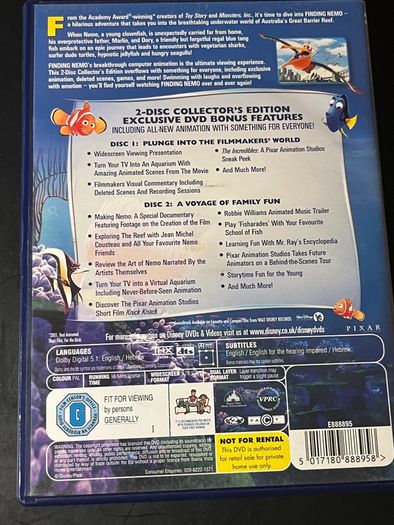 LIKE NEW Finding Nemo Collectors Edition 2 Disc Walt Disney Pixar Film DVD