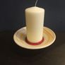 Fabulous Thomas Diem Contemporary Ceramics Cream and Red Large Candle Holder/Plate Image 2