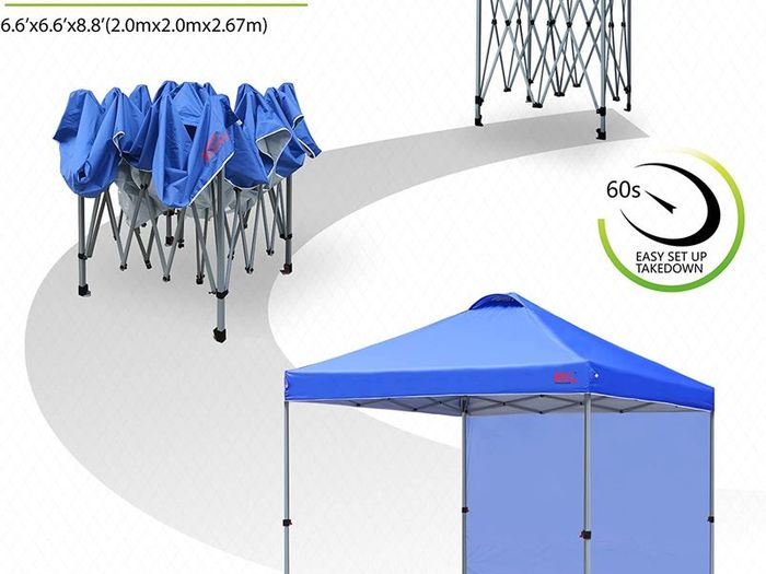 Durable Ez Pop-up Gazebo Tent with 1 Sidewall(2x2M,Blue)