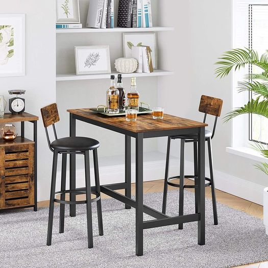 Set of 2 Bar Stools with Footrest - Free Delivery Nationwide