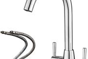 Kitchen Mixer Tap Dual Lever Swivel Spout Chrome Sink Taps with UK Standard Fittings