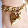 Juicy Couture Logo Heart J Charms Gold Tone Chain Link Toggle Clasp Bracelet 8" Image 8