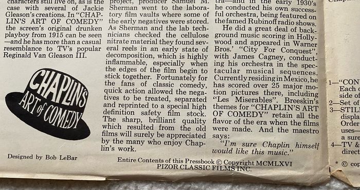 old film poster Charlie Chaplin,s art of comedy was released around 1966