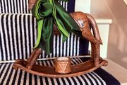 New bespoke wood effect vintage inspired rocking with candle and oversized bow
