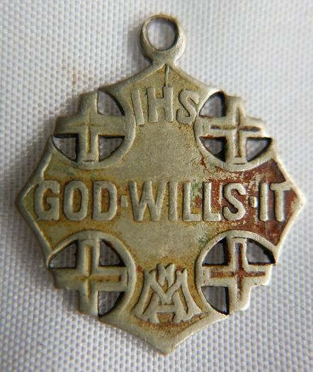 Vintage "ihs God Wills It - Crusade" Jerusalem Cross Medallion