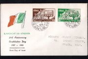 1958 Ireland Constitution of Ireland (21st Anniversary) Commemorative Stamps Addressed Illustrated First Day Cover (FDC) whosing tricolour flag with Baile Atha Cliath (Dublin) Cancel