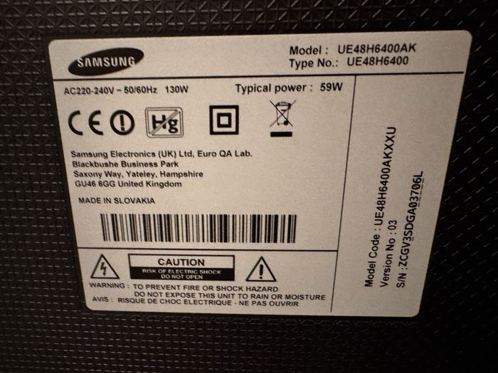 Samsung 48' TV faulty