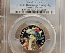 Royal Mint 2017 Silver Proof 50p Benjamin Bunny Beatrix Potter Coin Graded by PCGS PR69DCAM