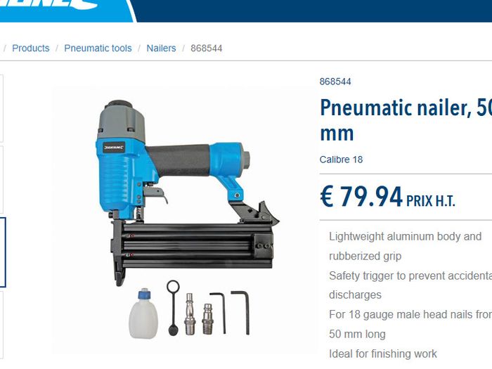 Silverline Air Brad Nailer 18 guage - 50mm