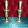 2 Vintage Indian Brass Ornamental Vases (8") Image 2