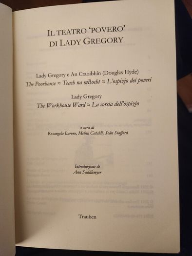 Il Teatro 'povero' Di Lady Gregory. Paperback In Good Condition.