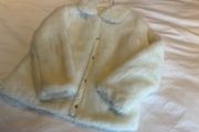 Girls stunning white ivory fur jacket coat 9 10