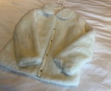 Girls stunning white ivory fur jacket coat 9 10