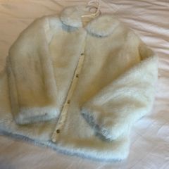 Girls stunning white ivory fur jacket coat 9 10