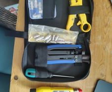 Coax cable crimper set with coax tester