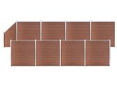 WPC Fence Set 8 Square + 1 Slanted 1484x186 cm Brown