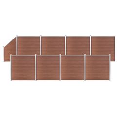 WPC Fence Set 8 Square + 1 Slanted 1484x186 cm Brown