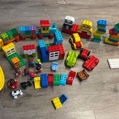 Duplo mixed set - train with number blocks, vehicles, animals, people