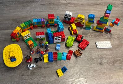 Duplo mixed set - train with number blocks, vehicles, animals, people