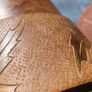 Art Deco solid wood lamp with metal floral inlays Image 10