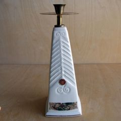 Cre Irish Porcelain & Brass Candle Holder 30cm