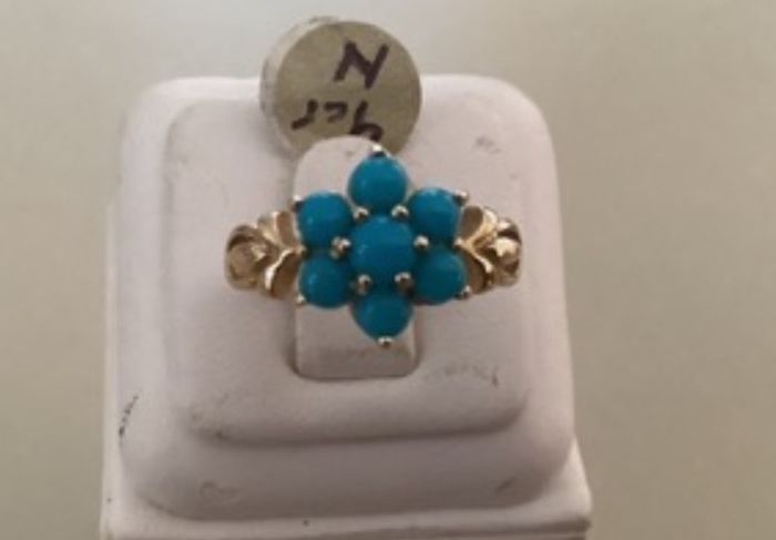 New 9ct Gold Turquoise Cluster Ring