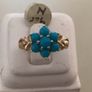 New 9ct Gold Turquoise Cluster Ring Image 2